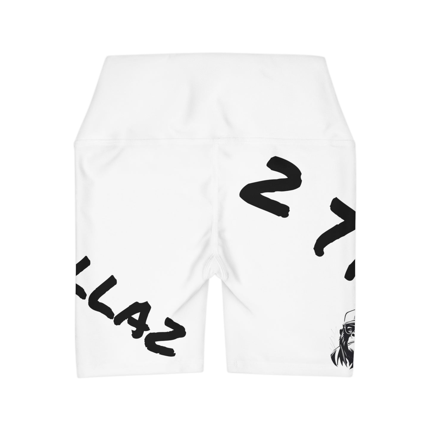 2 Tired Gorillaz, High Waisted Gym Shorts (White)