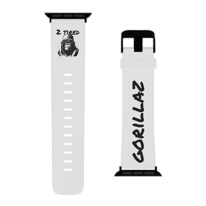 2 Tired Gorillaz, Rubber Watch Band for Apple Watch (White)