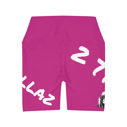 2 Tired Gorillaz, High Waisted Gym Shorts (Dark Pink)