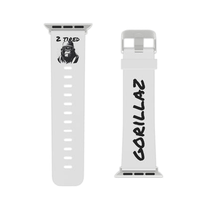 2 Tired Gorillaz, Rubber Watch Band for Apple Watch (White)