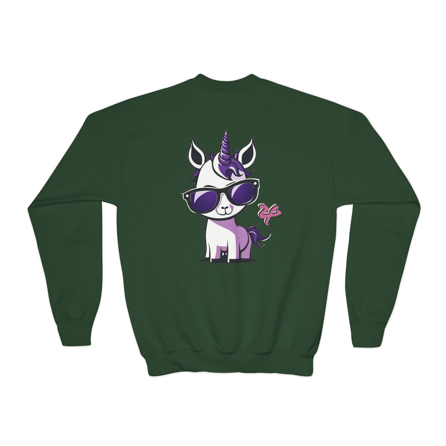 2 Tired Gorillaz, (Lina Unicorn (back)) Teen Crewneck Sweatshirt