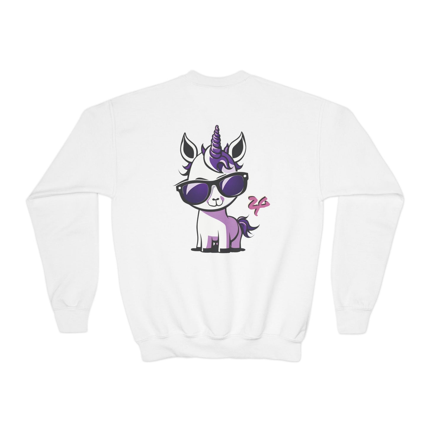 2 Tired Gorillaz, (Lina Unicorn (back)) Teen Crewneck Sweatshirt