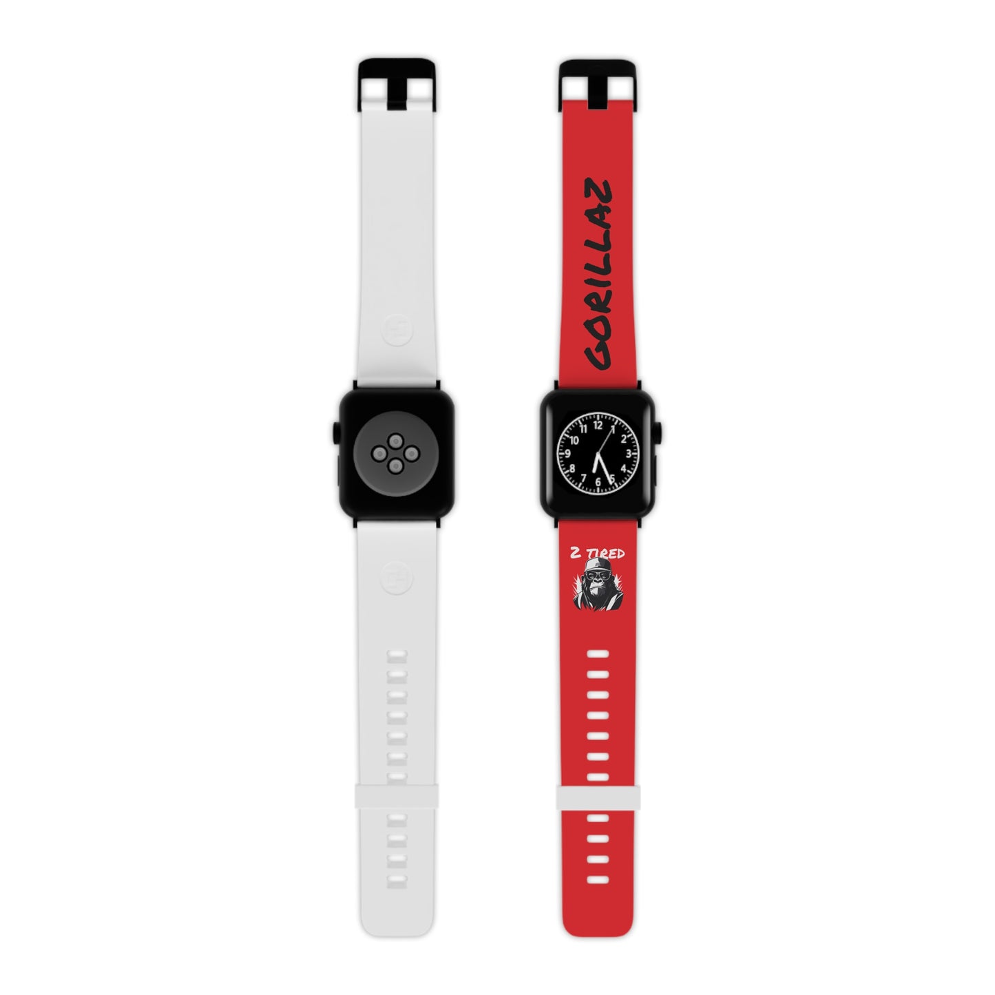 2 Tired Gorillaz, Rubber Watch Band for Apple Watch (Red)