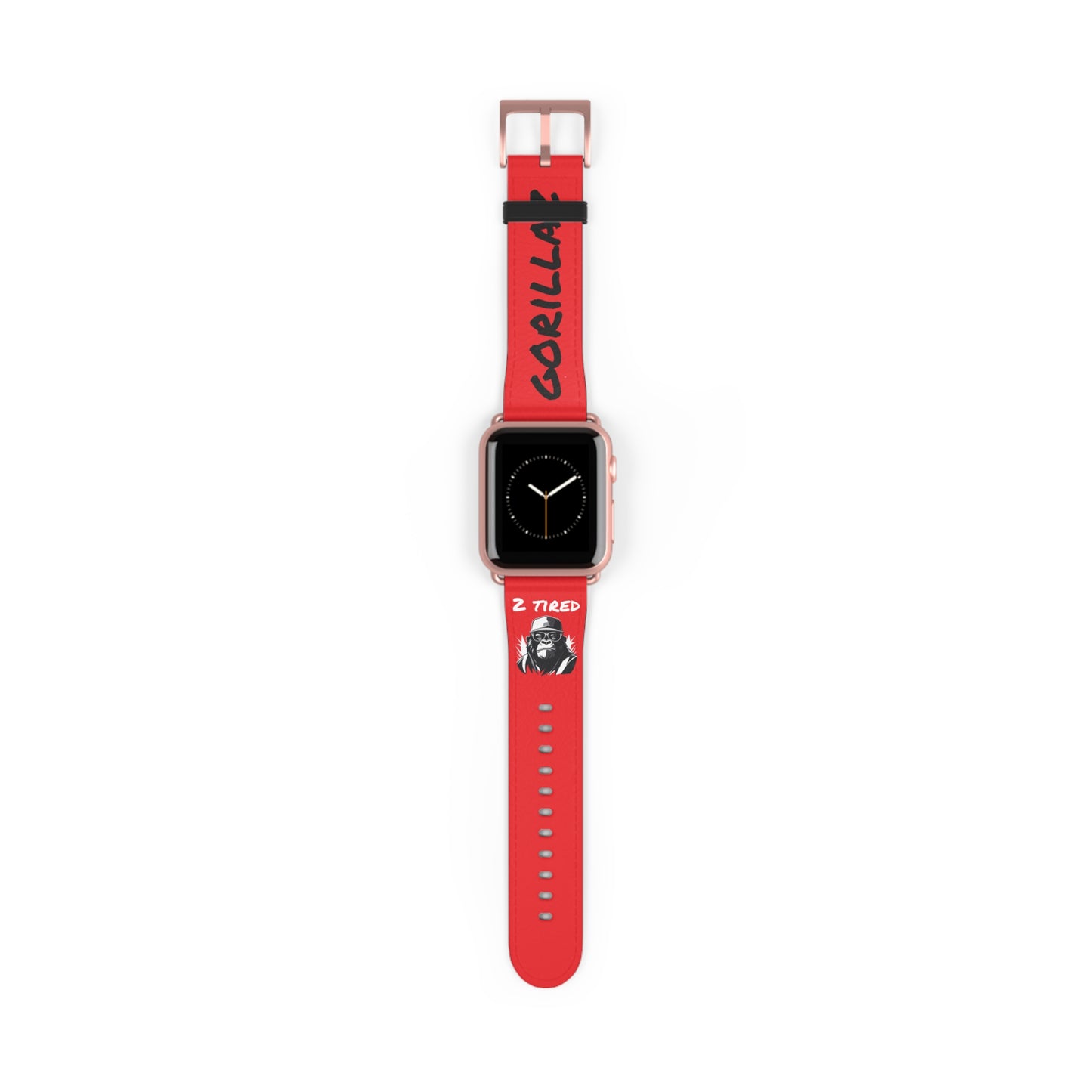 2 Tired Gorillaz, Vegan Leather Watch Band (Red)