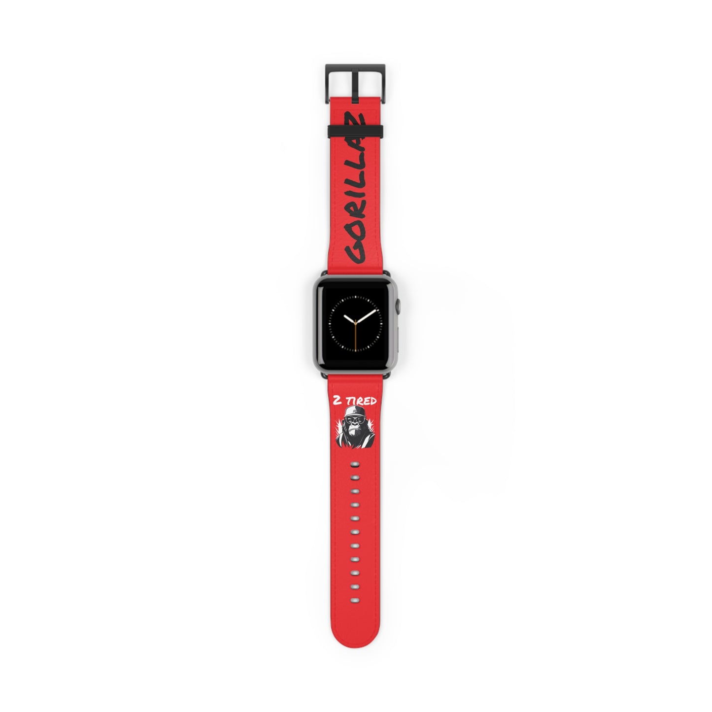 2 Tired Gorillaz, Vegan Leather Watch Band (Red)