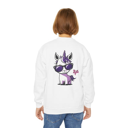 2 Tired Gorillaz, (Lina Unicorn (back)) Teen Crewneck Sweatshirt