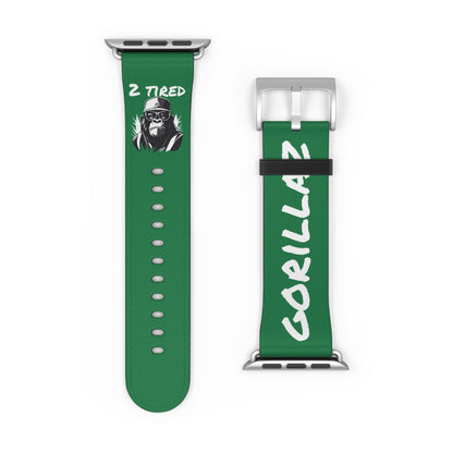 2 Tired Gorillaz, Vegan Leather Watch Band (Green)