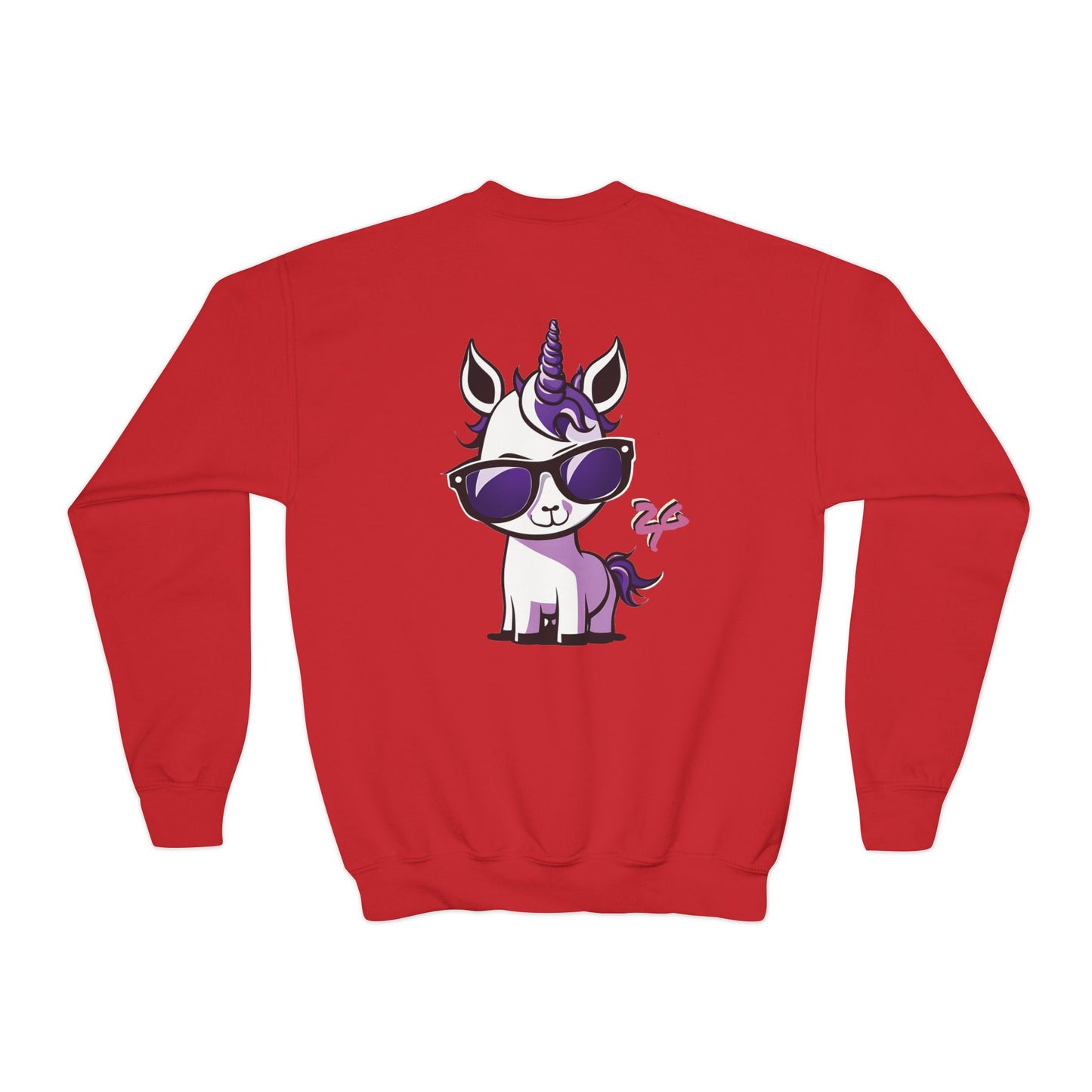 2 Tired Gorillaz, (Lina Unicorn (back)) Teen Crewneck Sweatshirt