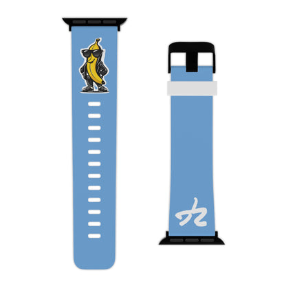 2 Tired Gorillaz (2TG, Cool Banana), Rubber Watch Band for Apple Watch (Blue)