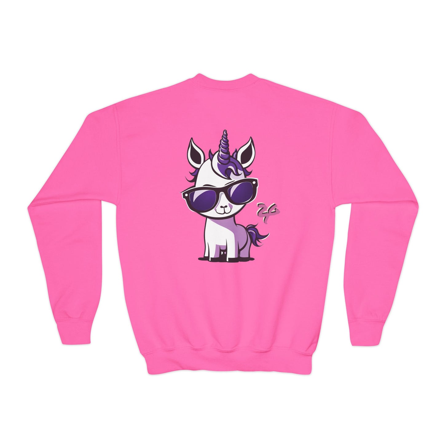 2 Tired Gorillaz, (Lina Unicorn (back)) Teen Crewneck Sweatshirt