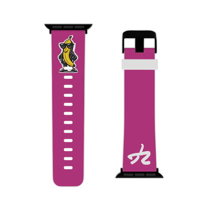 2 Tired Gorillaz (2TG, Cool Banana), Rubber Watch Band for Apple Watch (Dark Pink)