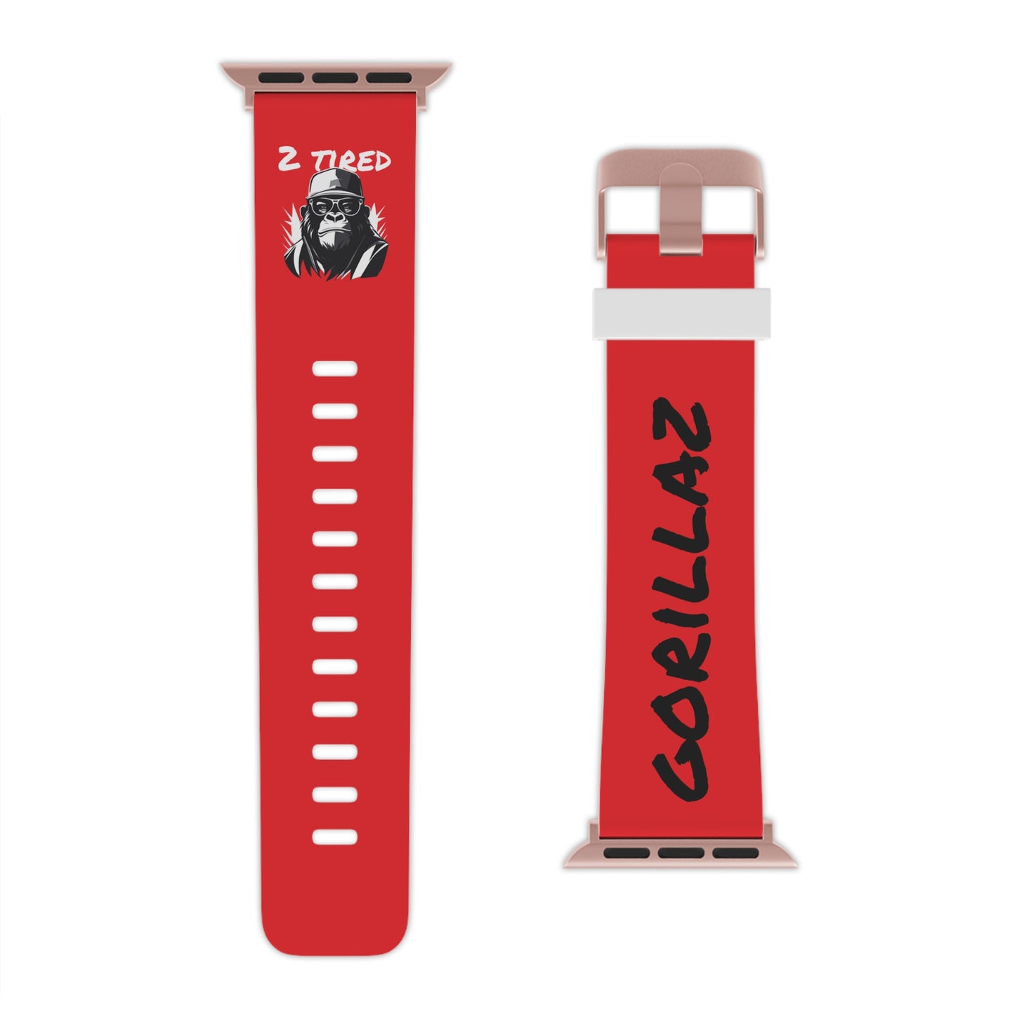 2 Tired Gorillaz, Rubber Watch Band for Apple Watch (Red)