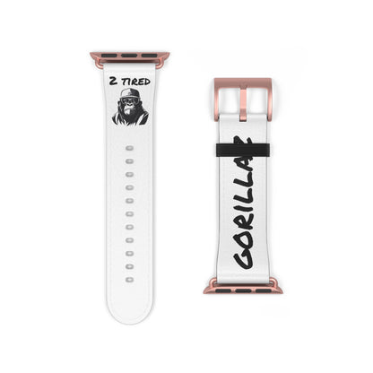 2 Tired Gorillaz, Vegan Leather Watch Band (White)