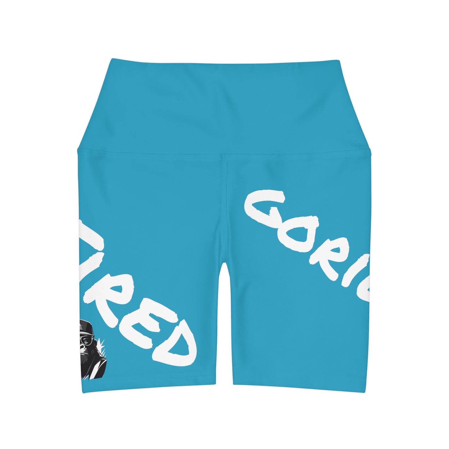 2 Tired Gorillaz, High Waisted Gym Shorts (Turquoise)