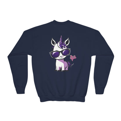 2 Tired Gorillaz, (Lina Unicorn (back)) Teen Crewneck Sweatshirt