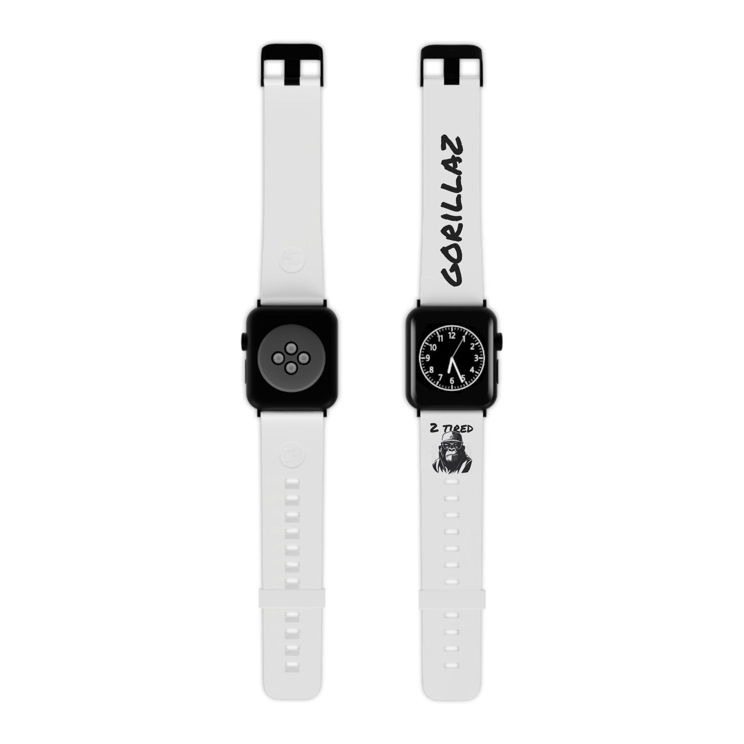 2 Tired Gorillaz, Rubber Watch Band for Apple Watch (White)