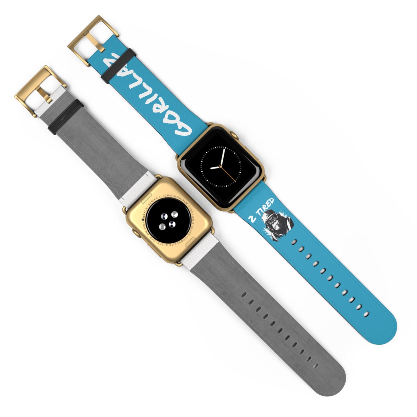 2 Tired Gorillaz, Vegan Leather Watch Band (Turquoise)