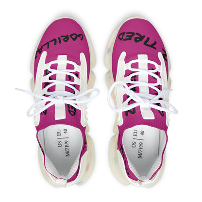 2 Tired Gorillaz, Women's Mesh Sneakers(Dark Pink/Black)