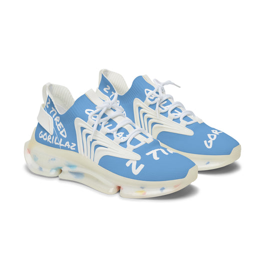 2 Tired Gorillaz, Women's Mesh Sneakers(Blue/White)