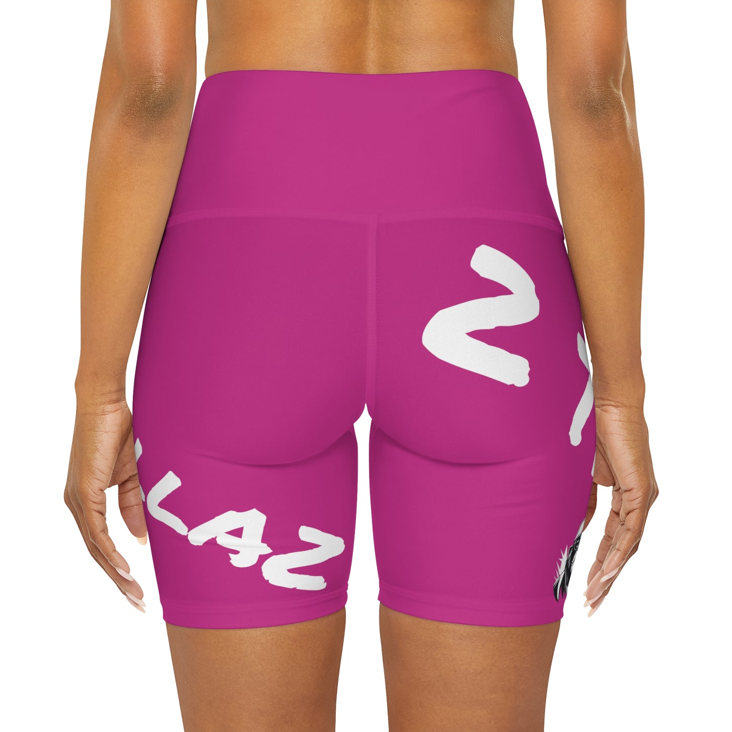 2 Tired Gorillaz, High Waisted Gym Shorts (Dark Pink)