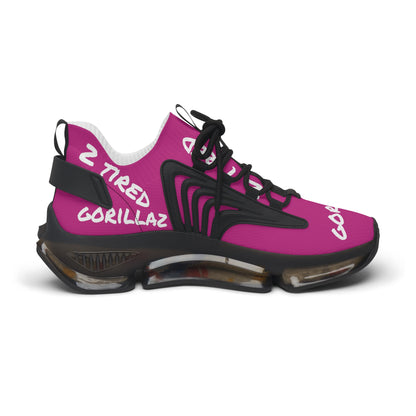 2 Tired Gorillaz, Women's Mesh Sneakers(Dark Pink/White)