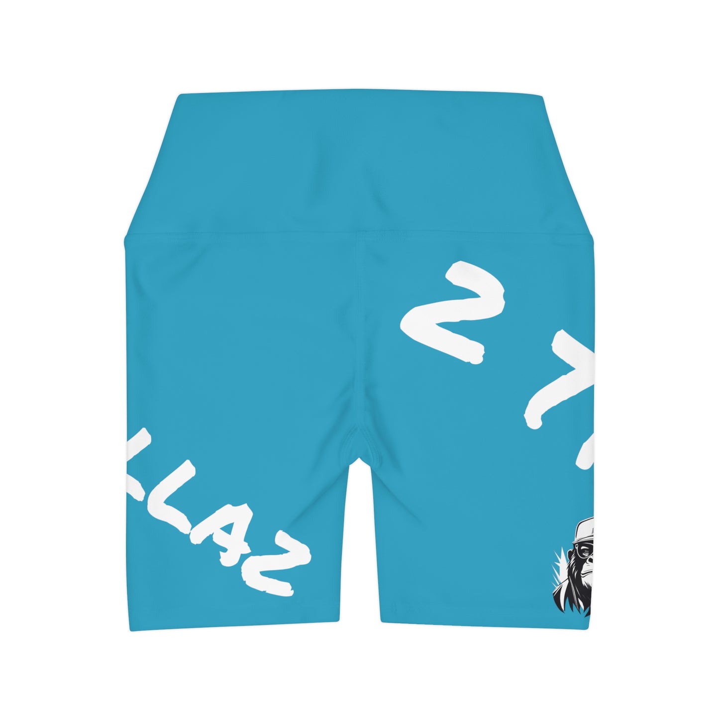 2 Tired Gorillaz, High Waisted Gym Shorts (Turquoise)