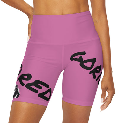 2 Tired Gorillaz, High Waisted Gym Shorts (Pink)