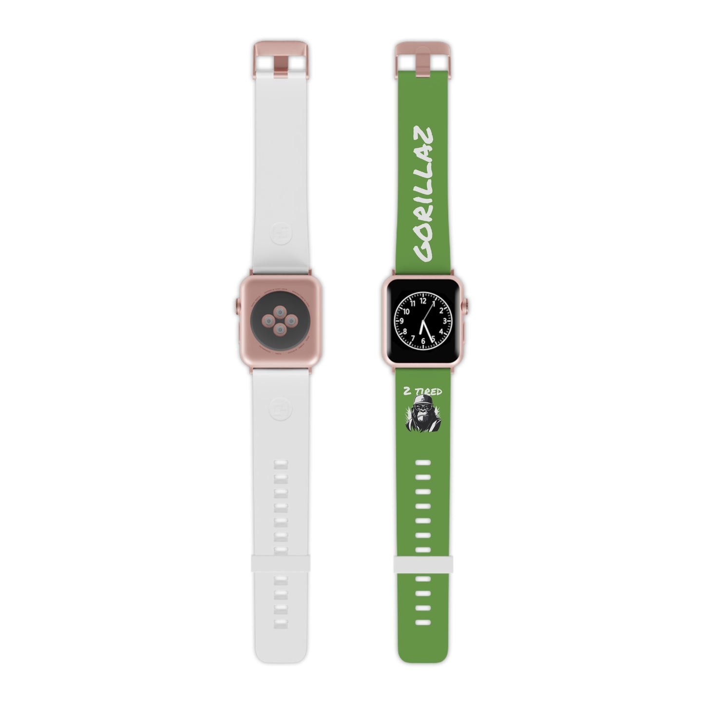 2 Tired Gorillaz, Rubber Watch Band for Apple Watch (Green)