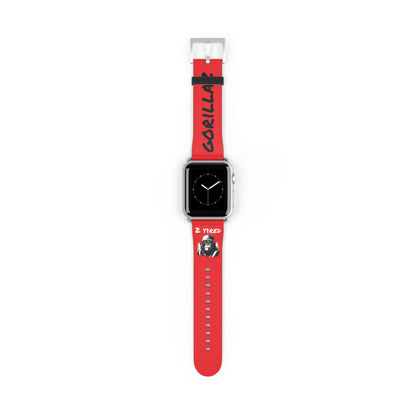 2 Tired Gorillaz, Vegan Leather Watch Band (Red)