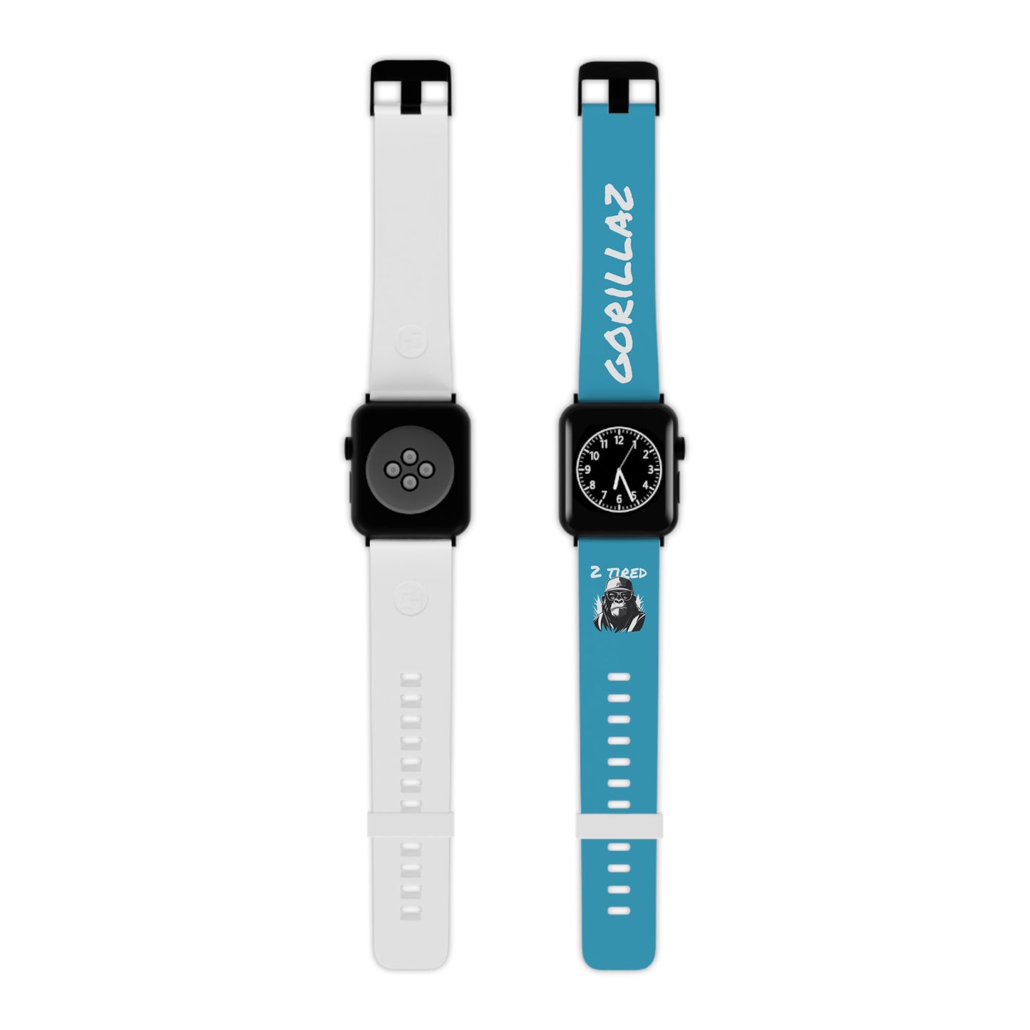 2 Tired Gorillaz, Rubber Watch Band for Apple Watch (Turquoise)