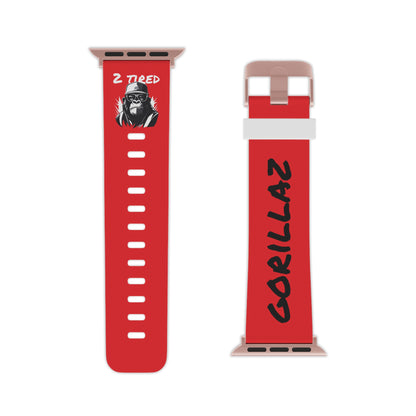 2 Tired Gorillaz, Rubber Watch Band for Apple Watch (Red)