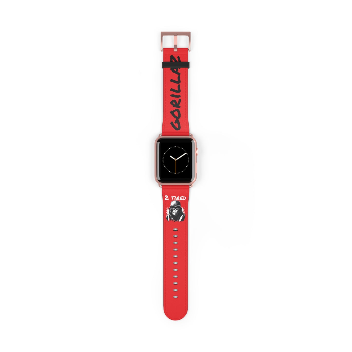 2 Tired Gorillaz, Vegan Leather Watch Band (Red)