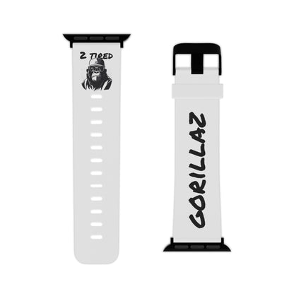 2 Tired Gorillaz, Rubber Watch Band for Apple Watch (White)