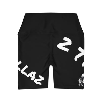 2 Tired Gorillaz, High Waisted Gym Shorts (Black)