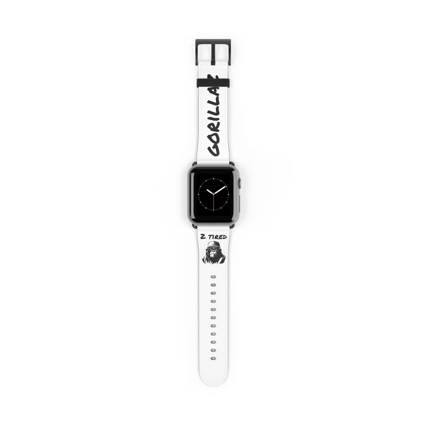 2 Tired Gorillaz, Vegan Leather Watch Band (White)