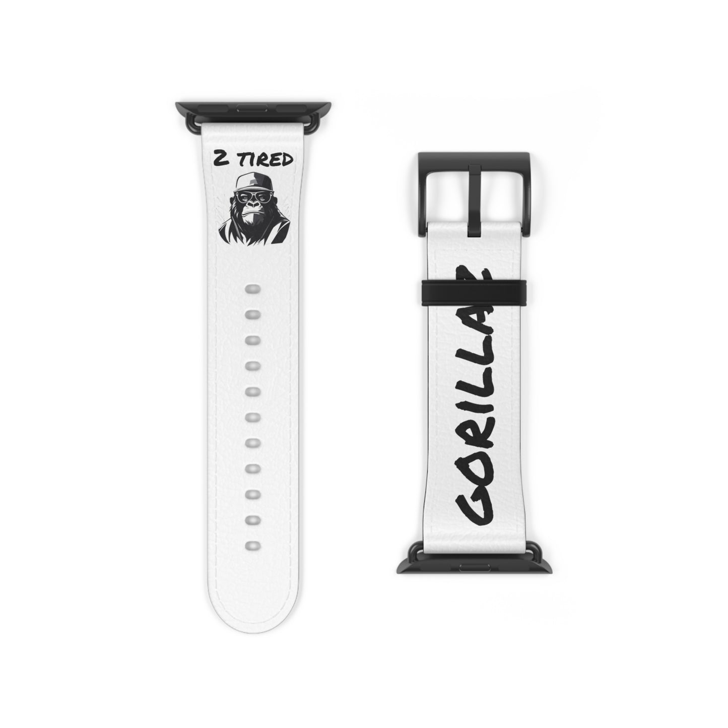 2 Tired Gorillaz, Vegan Leather Watch Band (White)