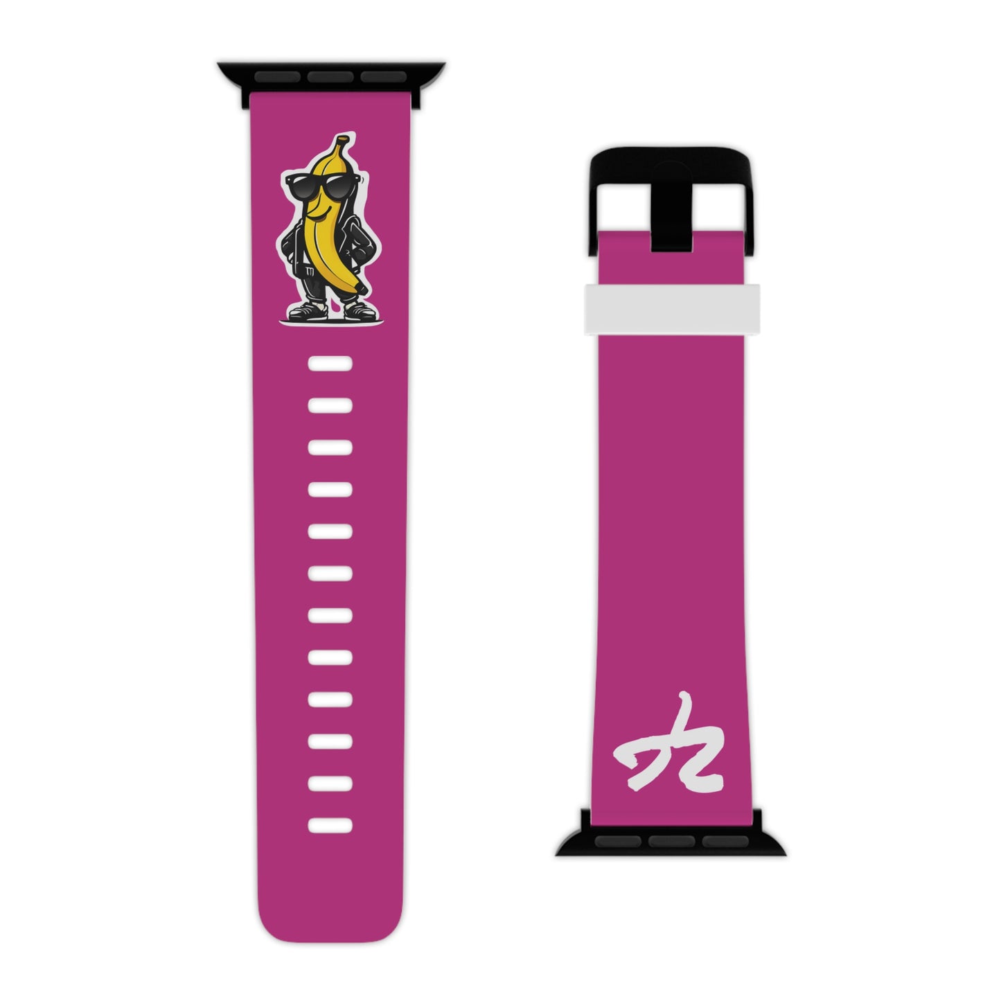 2 Tired Gorillaz (2TG, Cool Banana), Rubber Watch Band for Apple Watch (Dark Pink)