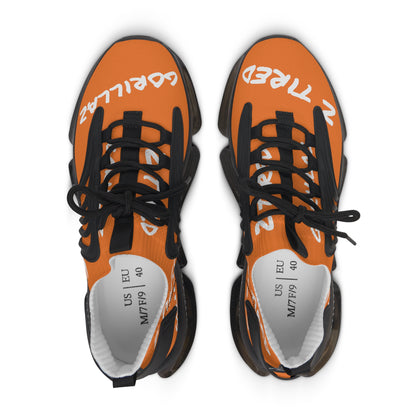 2 Tired Gorillaz, Women's Mesh Sneakers(Orange/White)