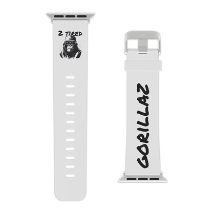 2 Tired Gorillaz, Rubber Watch Band for Apple Watch (White)