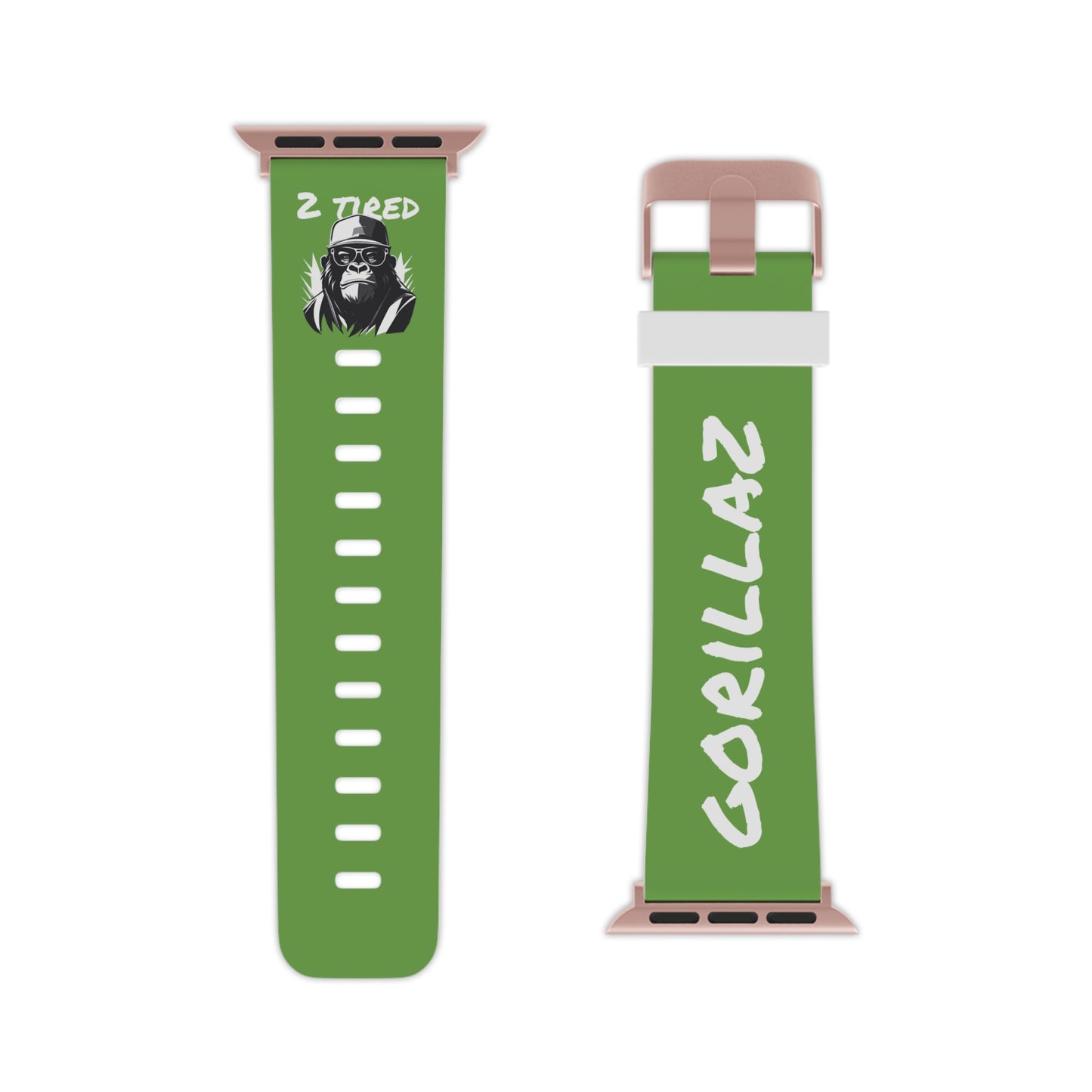 2 Tired Gorillaz, Rubber Watch Band for Apple Watch (Green)