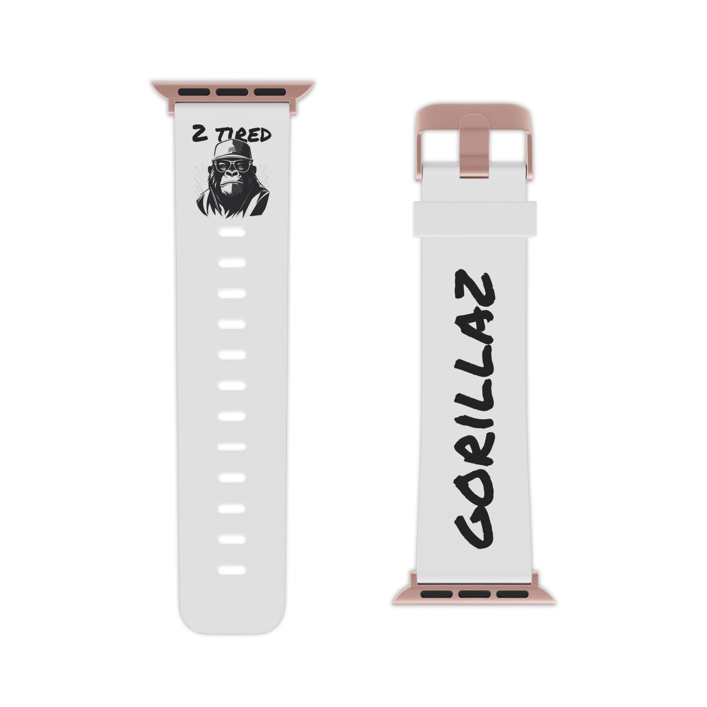 2 Tired Gorillaz, Rubber Watch Band for Apple Watch (White)