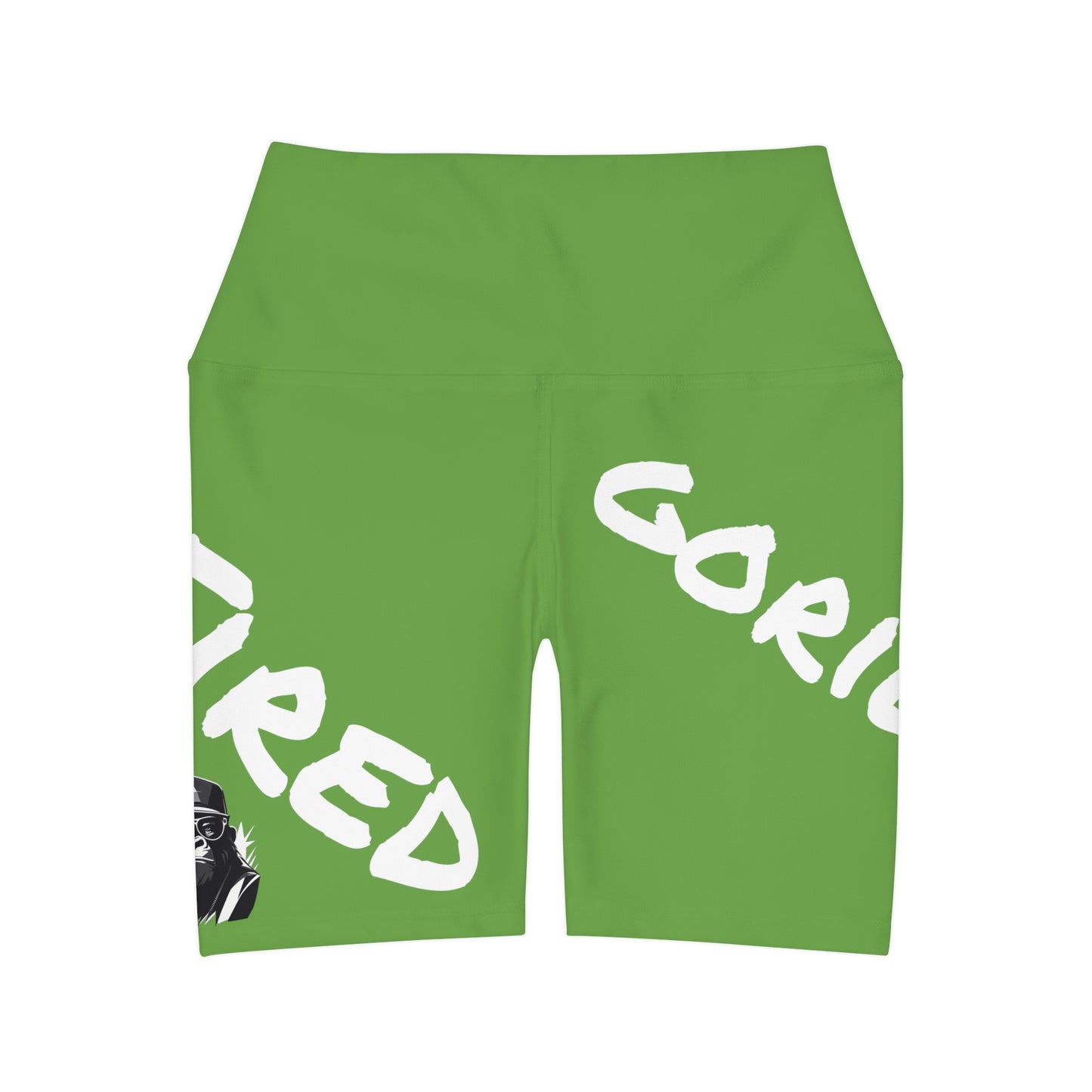 2 Tired Gorillaz, High Waisted Gym Shorts (Green)