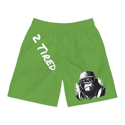 2 Tired Gorillaz, Men's Running Shorts (Green)