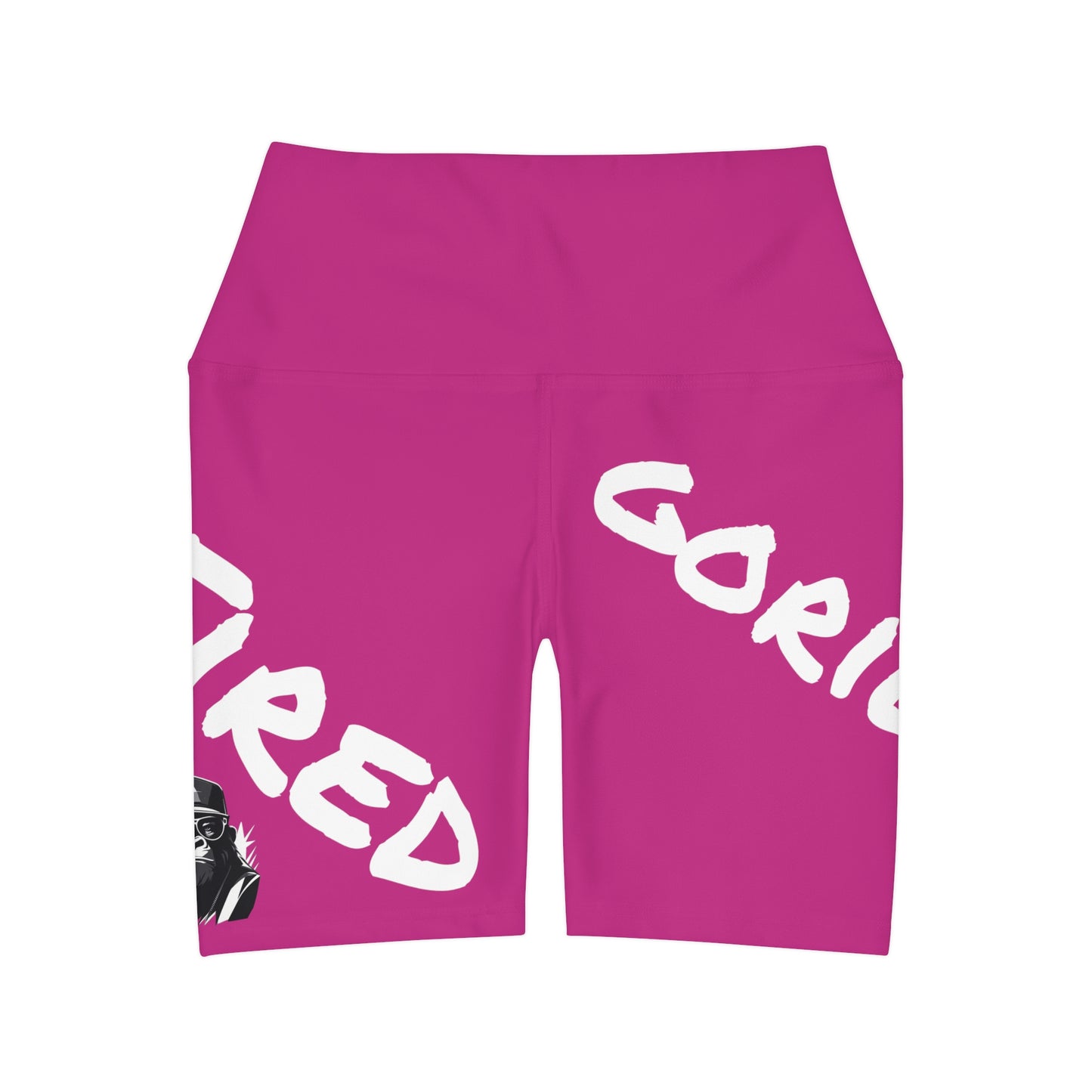 2 Tired Gorillaz, High Waisted Gym Shorts (Dark Pink)