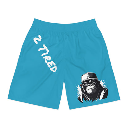 2 Tired Gorillaz, Men's Running Shorts (Turquoise)