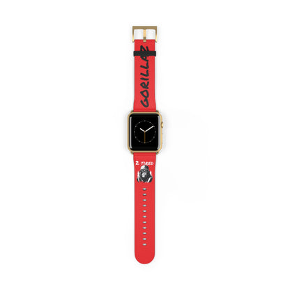 2 Tired Gorillaz, Vegan Leather Watch Band (Red)