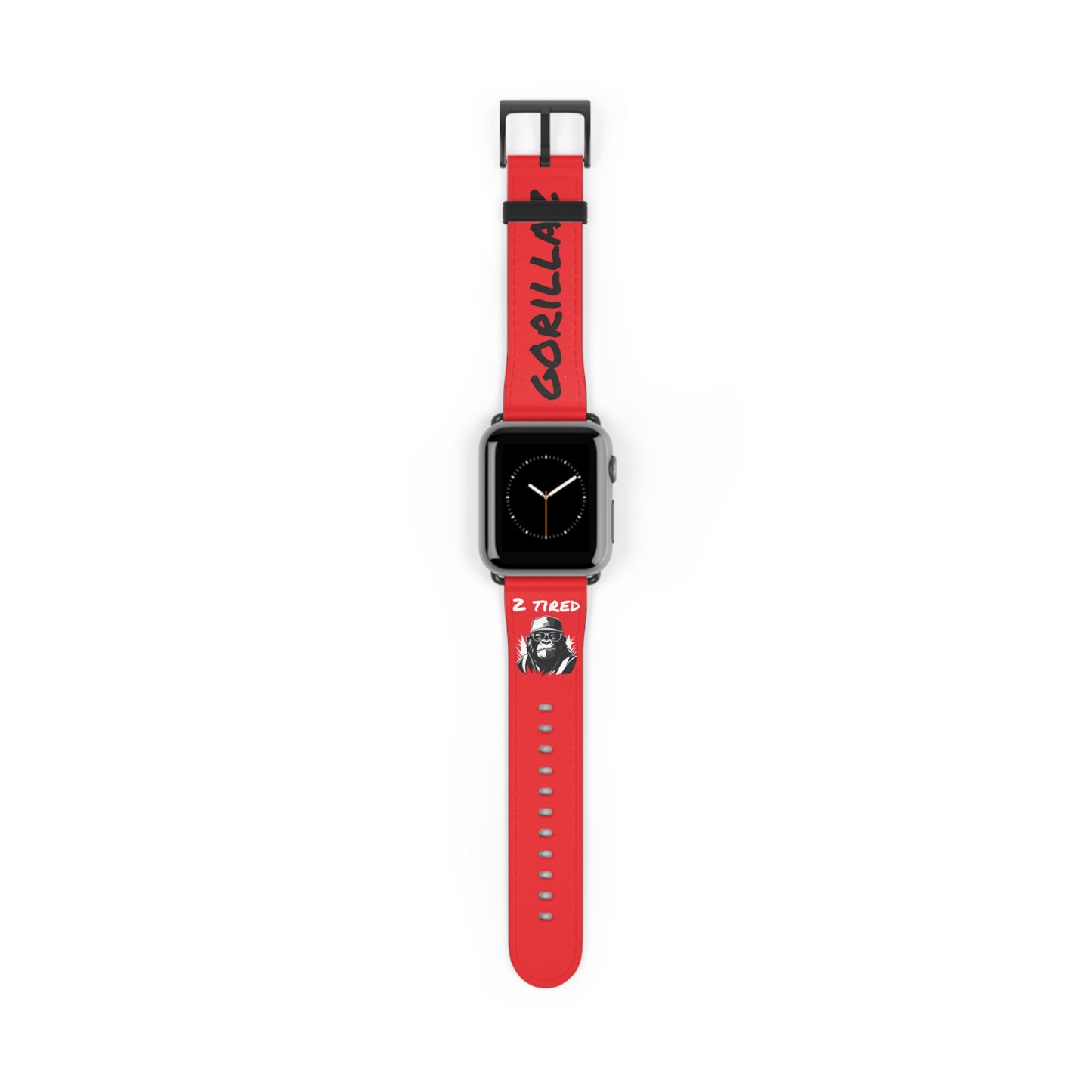 2 Tired Gorillaz, Vegan Leather Watch Band (Red)