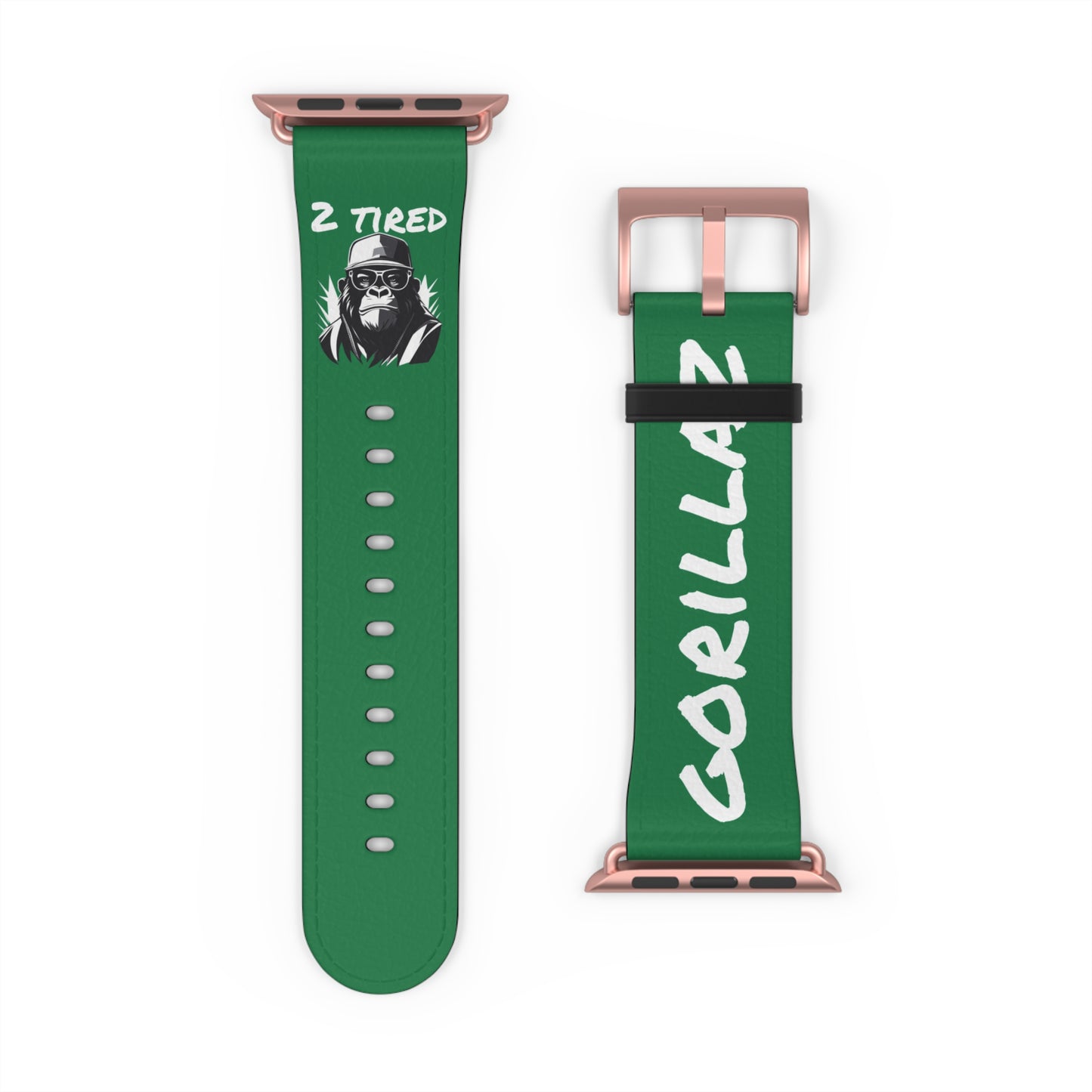 2 Tired Gorillaz, Vegan Leather Watch Band (Green)