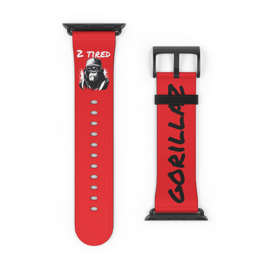 2 Tired Gorillaz, Vegan Leather Watch Band (Red)