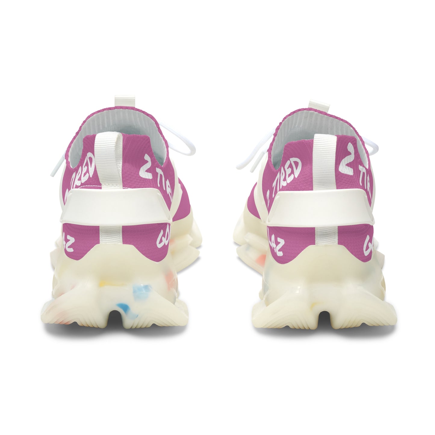 2 Tired Gorillaz, Women's Mesh Sneakers(Pink/White)